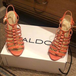 ALDO sandal heels with gold hardware. Gently used.